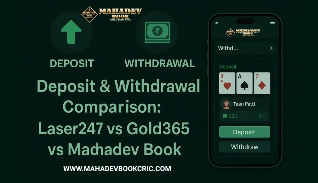 Deposit & Withdrawal Comparison Laser247 vs Gold365 vs Mahadev Book